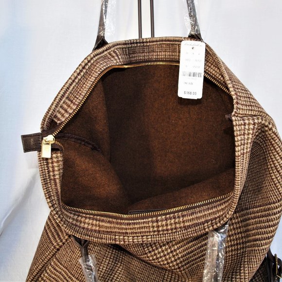 Brand new! Brooks Brothers Leather & Wool Tote with Matching Scarf - Picture 7 of 11